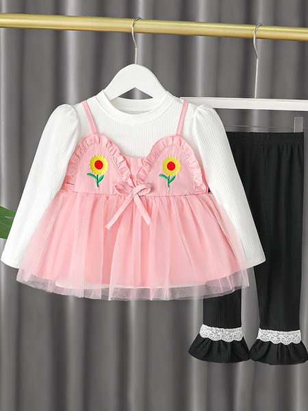 Детски модерен комплект за момичета с тюл и бродерия