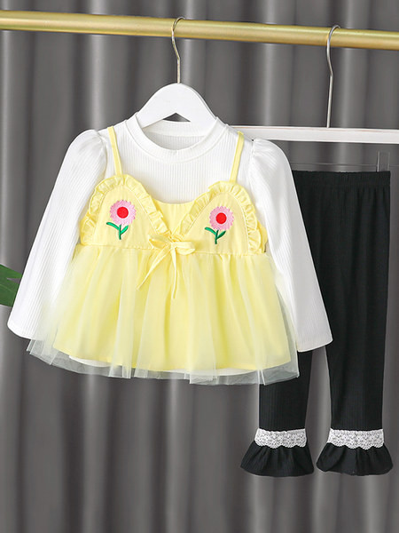Детски модерен комплект за момичета с тюл и бродерия