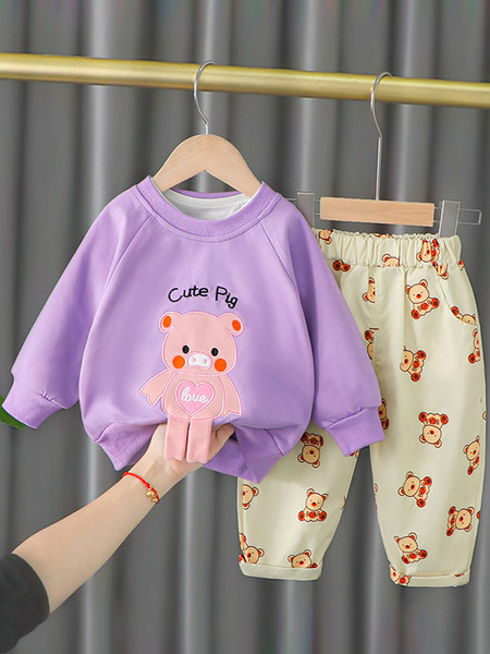 Παιδικό καθημερινό σετ για κορίτσια με απλικέ χρώματος