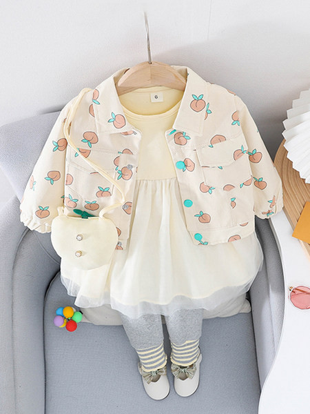 Új modell gyerekszett lányoknak kabátból, leggingsből és ruhából