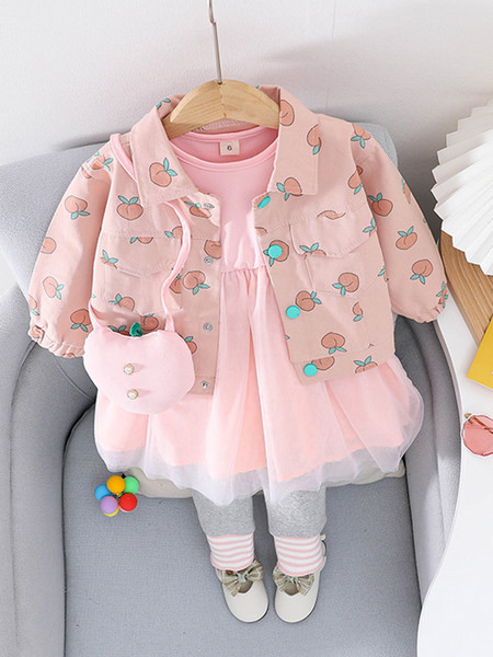 Új modell gyerekszett lányoknak kabátból, leggingsből és ruhából