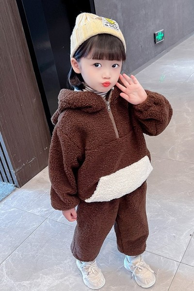 Dječji polar set s patentnim zatvaračem i kapuljačom