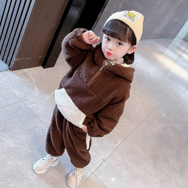 Dječji polar set s patentnim zatvaračem i kapuljačom