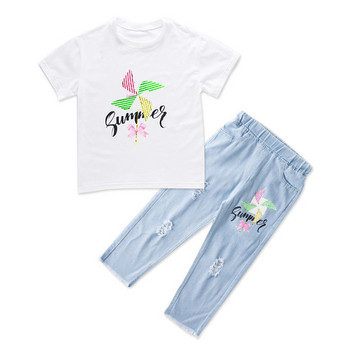 Детски комплект от дънки и тениска - за момичета