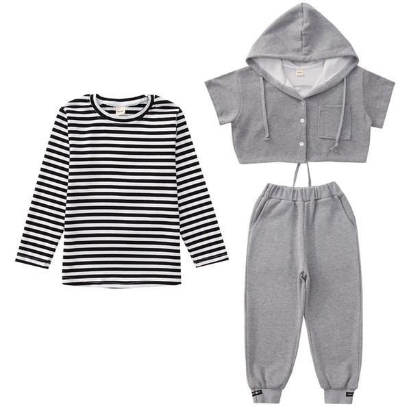 Kolmeosaline kevad-sügis lastekomplekt - halli värvi