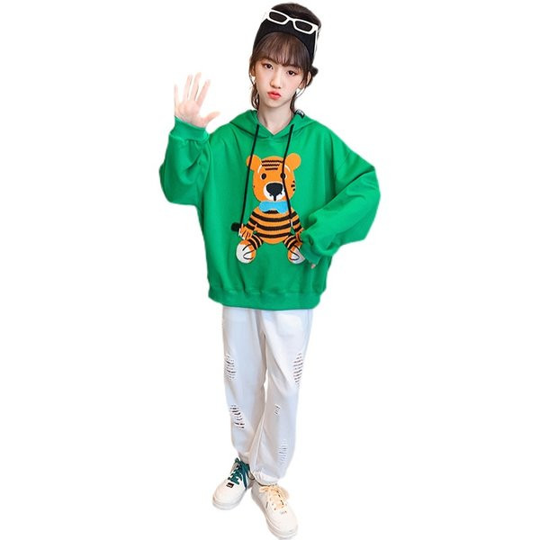 Παιδικό σετ με κουκούλα σε δύο χρώματα κατάλληλο για κορίτσια