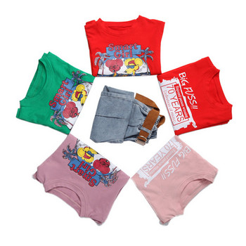 Модерен детски комплект за момичета -тениска и дънки
