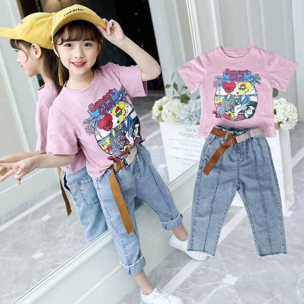 Modern gyerek szett lányoknak - póló és farmer