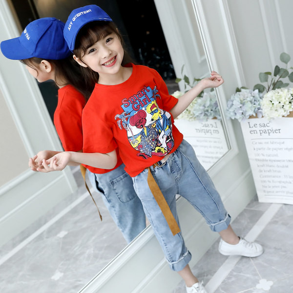 Modern gyerek szett lányoknak - póló és farmer