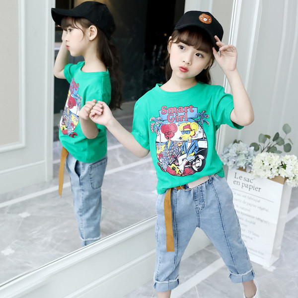 Modern gyerek szett lányoknak - póló és farmer