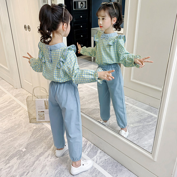 Παιδικό σετ για κορίτσια με καρό πουκάμισο