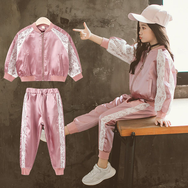 Laste kevad-sügis satiinist komplekt tüdrukutele kahes osas