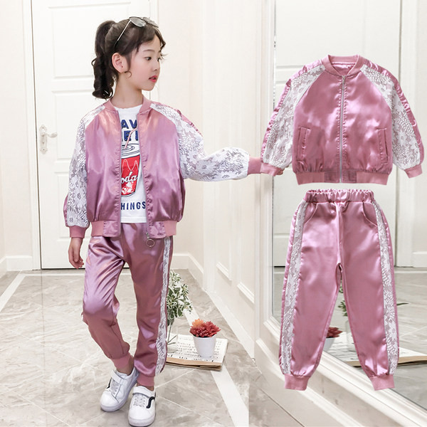 Laste kevad-sügis satiinist komplekt tüdrukutele kahes osas