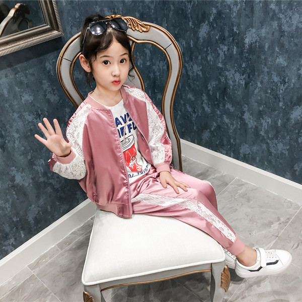 Laste kevad-sügis satiinist komplekt tüdrukutele kahes osas