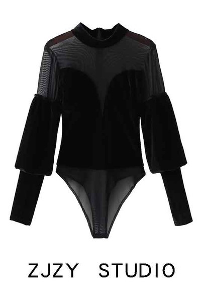 Ženski dnevni bodi s patentnim zatvaračem i leđima u crnoj boji