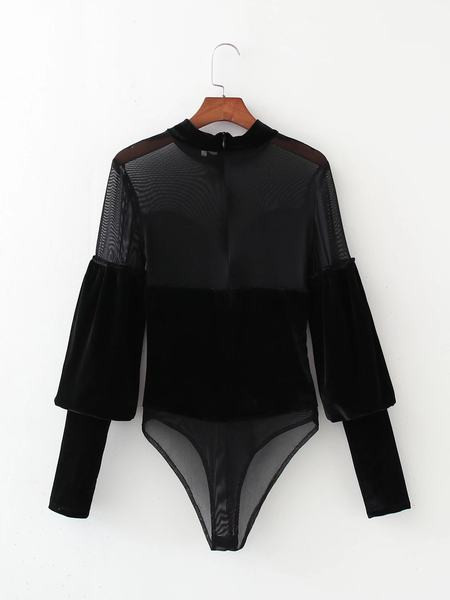 Ženski dnevni bodi s patentnim zatvaračem i leđima u crnoj boji