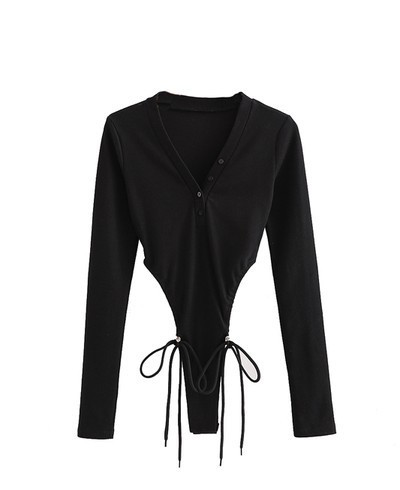 Női body V-nyakkal és nyakkendővel