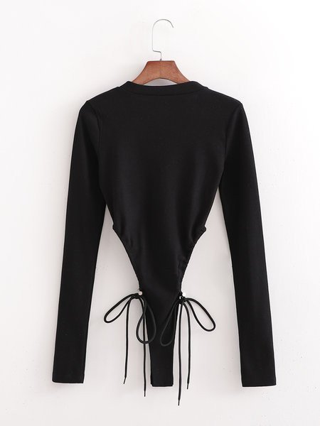 Női body V-nyakkal és nyakkendővel