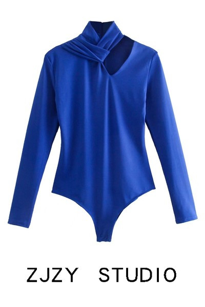 Γυναικείο κορμάκι με μακριά μανίκια και γιακά 