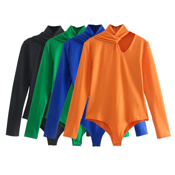 Γυναικείο κορμάκι με μακριά μανίκια και γιακά 