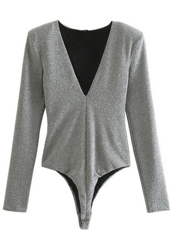 Fényes női test új modellje spitz nyakkivágással