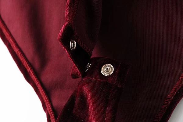 Modern női bársony test spitz nyakkivágással