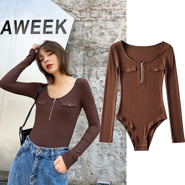 Γυναικείο κορμάκι με οβάλ λαιμόκοψη και φερμουάρ