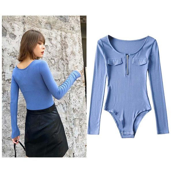 Γυναικείο κορμάκι με οβάλ λαιμόκοψη και φερμουάρ