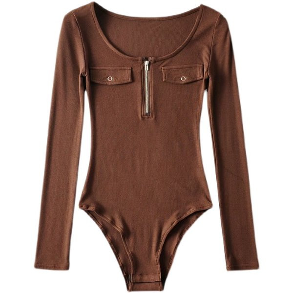 Γυναικείο κορμάκι με οβάλ λαιμόκοψη και φερμουάρ