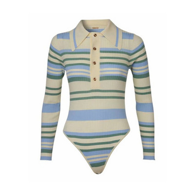 Νέο μοντέλο γυναικείου ριγέ κορμάκι με κουμπιά