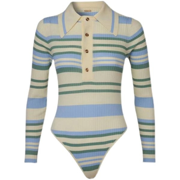 Νέο μοντέλο γυναικείου ριγέ κορμάκι με κουμπιά