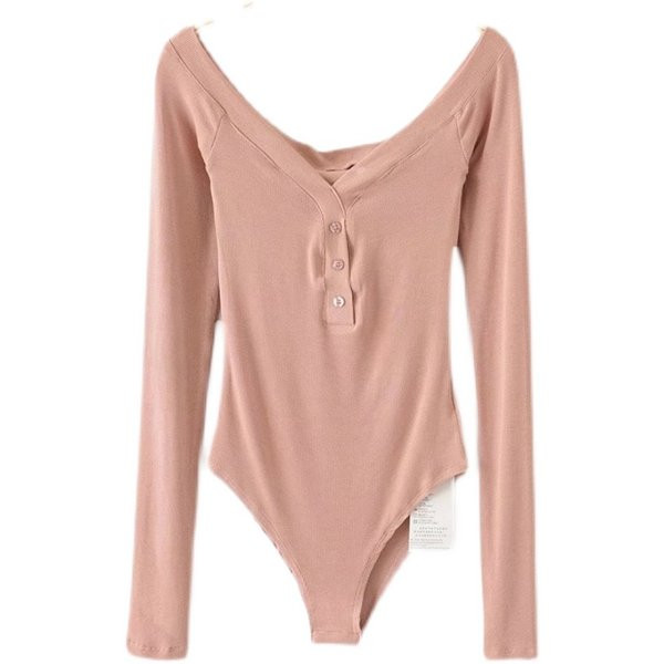 Γυναικείο καθημερινό κορμάκι με κουμπιά και μακριά μανίκια