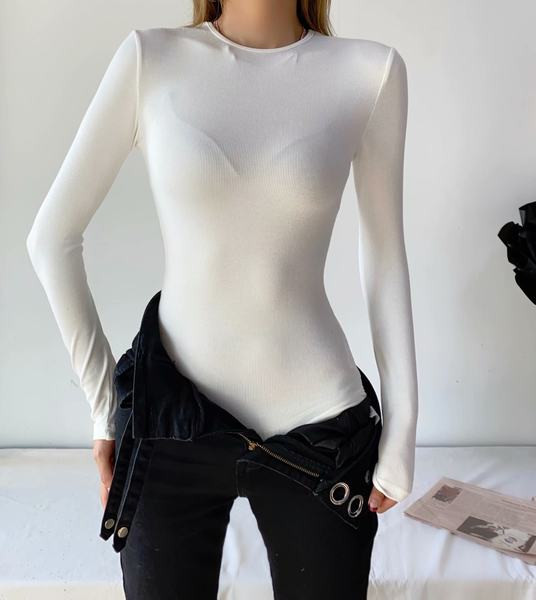 Naiste elastne sügis-talvine body ovaalse kaelusega