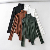 Uus kõrge polo krae ja nööpidega naiste body mudel