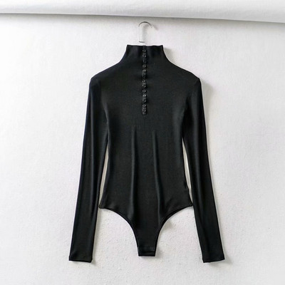 Uus kõrge polo krae ja nööpidega naiste body mudel