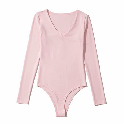 Ikdienas bodijs ar garām piedurknēm un špica kakla izgriezumu sievietēm