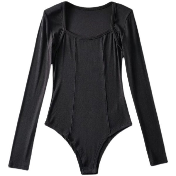 Modern női body négyzet alakú nyakkivágással és hosszú ujjakkal