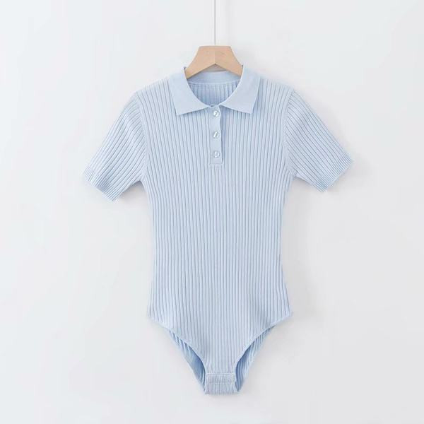 Γυναικείο κορμάκι με κοντό μανίκι και κλασικό γιακά