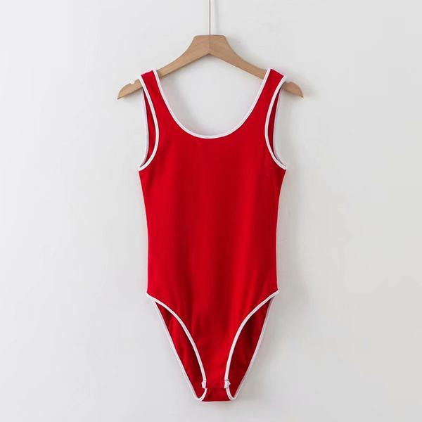 Modern női ujjatlan body ovális nyakkivágással