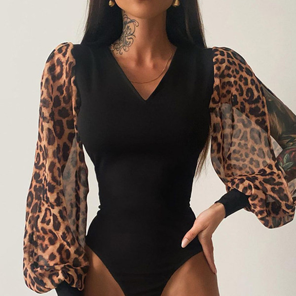 Modern női body széles ujjal, állatmintával