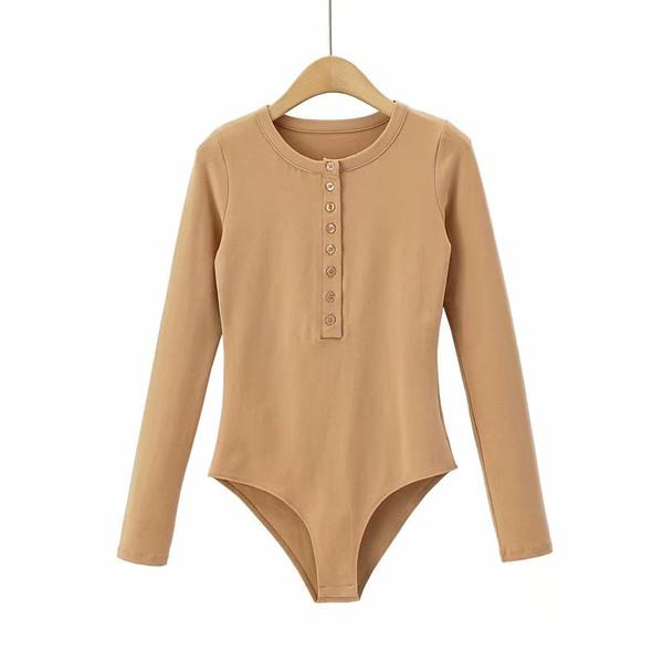 Γυναικείο κορμάκι με κουμπιά και στρογγυλή λαιμόκοψη