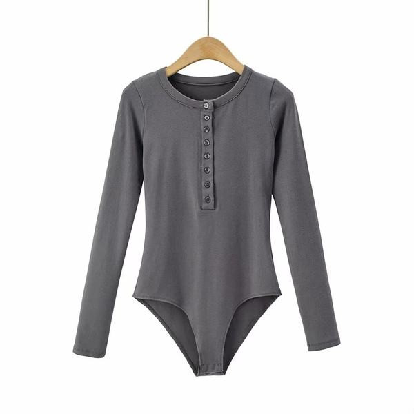 Γυναικείο κορμάκι με κουμπιά και στρογγυλή λαιμόκοψη