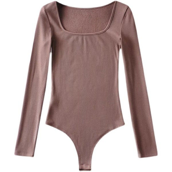 Γυναικείο κορμάκι με τετράγωνη λαιμόκοψη και μακριά μανίκια