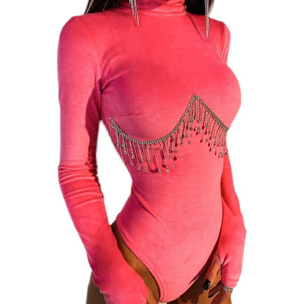 Body de dama din catifea decorat cu pietre