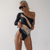 Moodne naiste asümmeetriline palja õlaga bodi