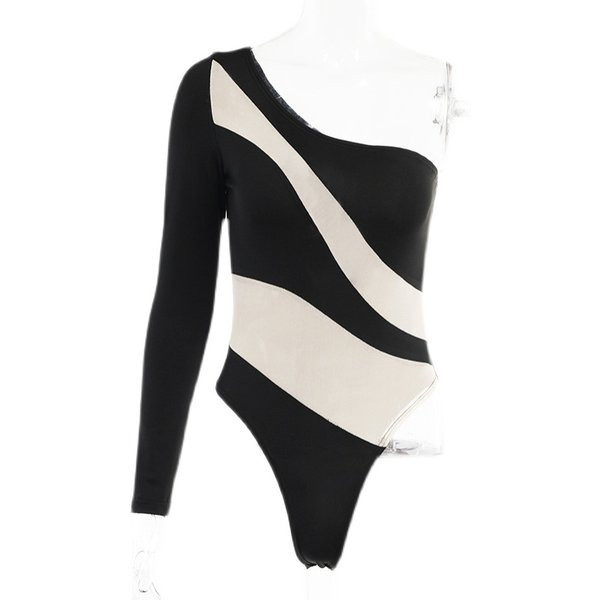 Moodne naiste asümmeetriline palja õlaga bodi