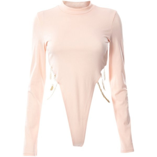 Modern női test magas gallérral és fém elemekkel