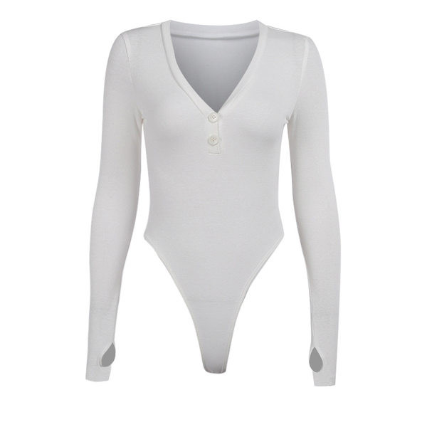 Γυναικείο κορμάκι με μακριά μανίκια και λαιμόκοψη spitz