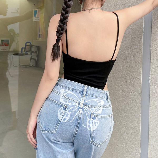 Ženski bodi u crnoj boji sa tankim naramenicama