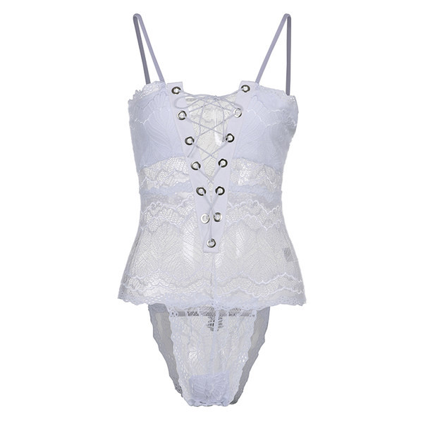 Γυναικείο κορμάκι δαντέλα με χιαστί δεσμούς